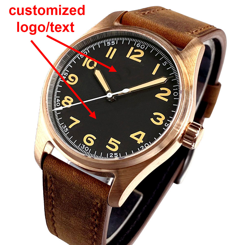 Men Mechanical Watch Sapphire Crystal - Zegarek męski na zamówienie, prawdziwy brąz