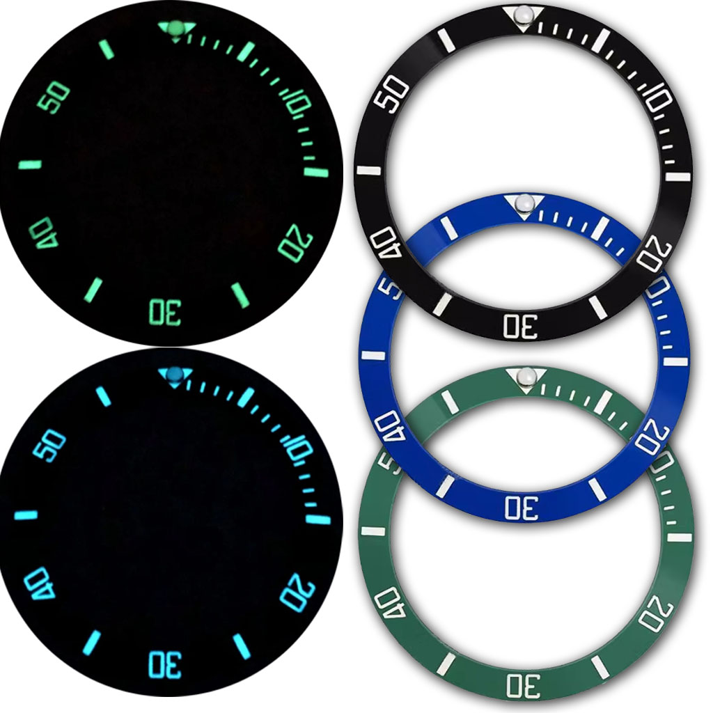 Watch Bezel Insert Ceramic Luminous - 38MM C3 Super świecący czarny niebieski
