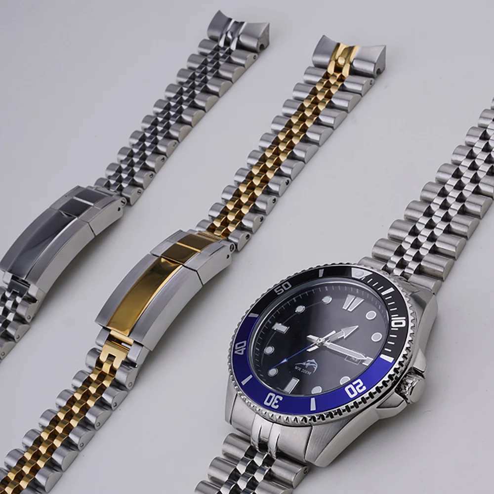 Solid Stainless Steel Watch Bracelet Jubilee - Rolamy 22mm jubileuszowy pasek do zegarka