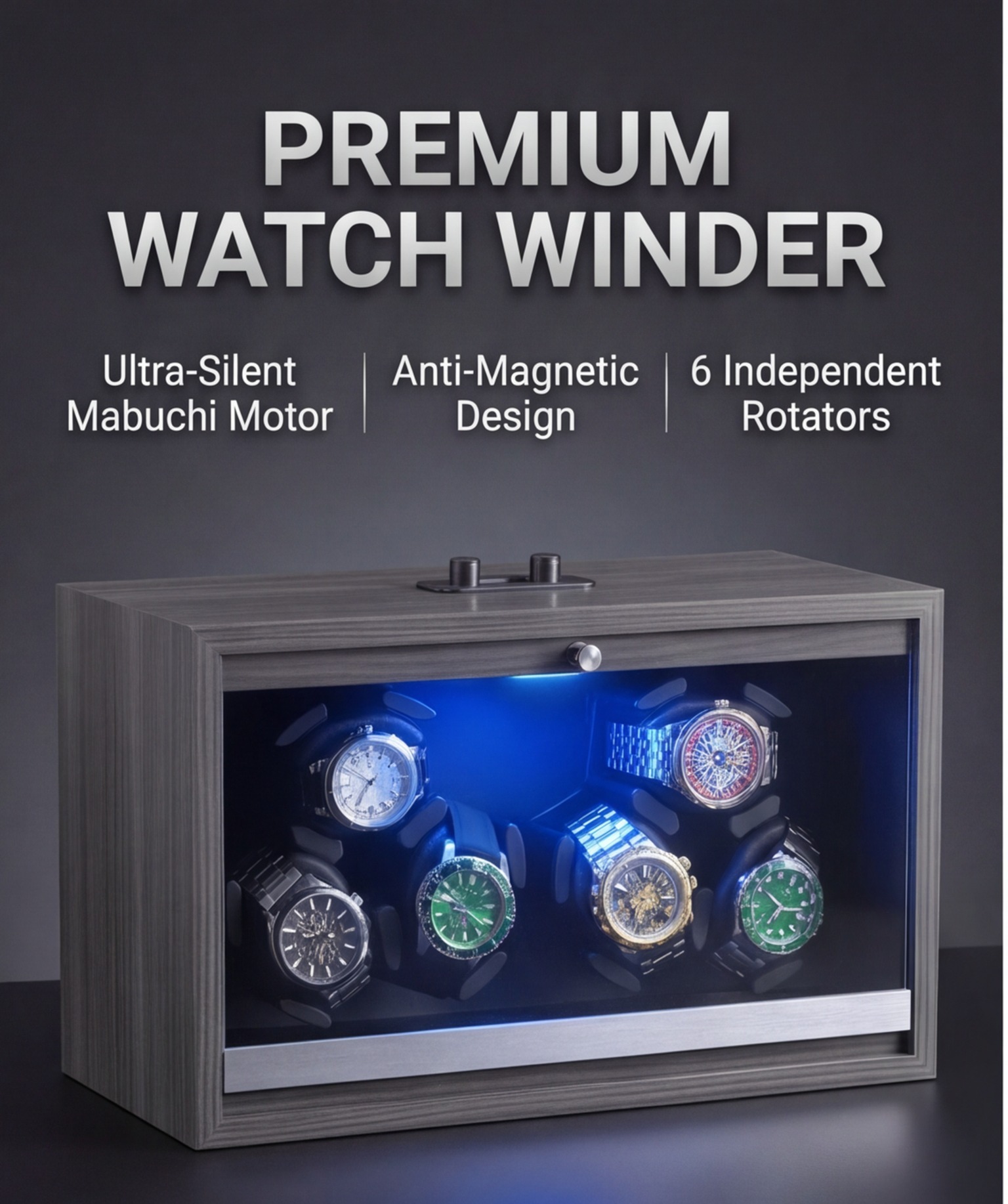 Watch Winder Automatic Dual Watch Box - Premiumowy nawijacz do zegarków z 6
