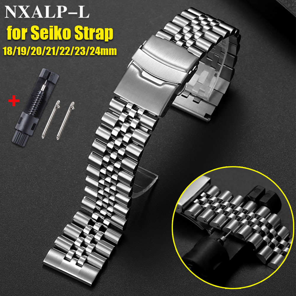 Solid Stainless Steel Watch Bracelet Jubilee - Prosty, pełny pasek ze stali nierdzewnej