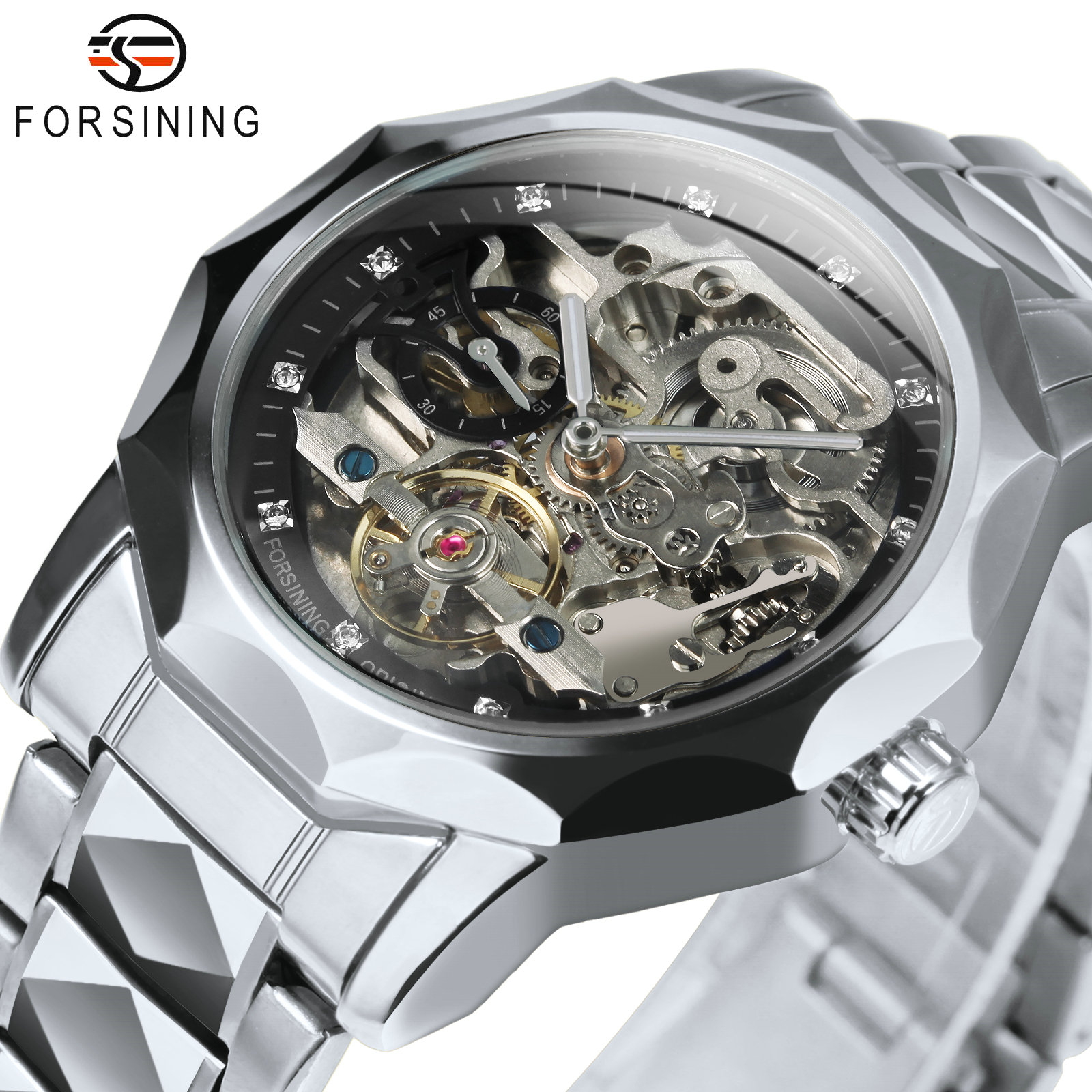 Skeleton Automatic Watch Luxury Tourbillon - Zegarki męskie Forsining Fashion Tourbillon, luksusowa