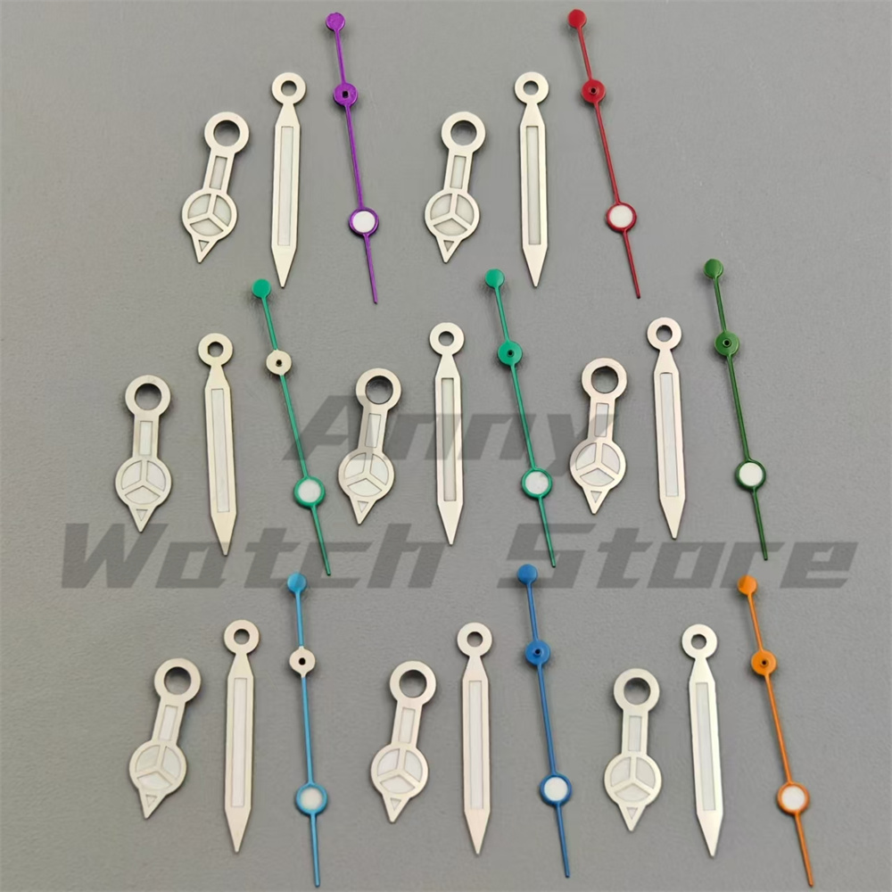 Watch Hands Set Luminous Replacement Nh35 - Wielokolorowy zestaw wskazówek do zegarka, zielone/niebieskie,