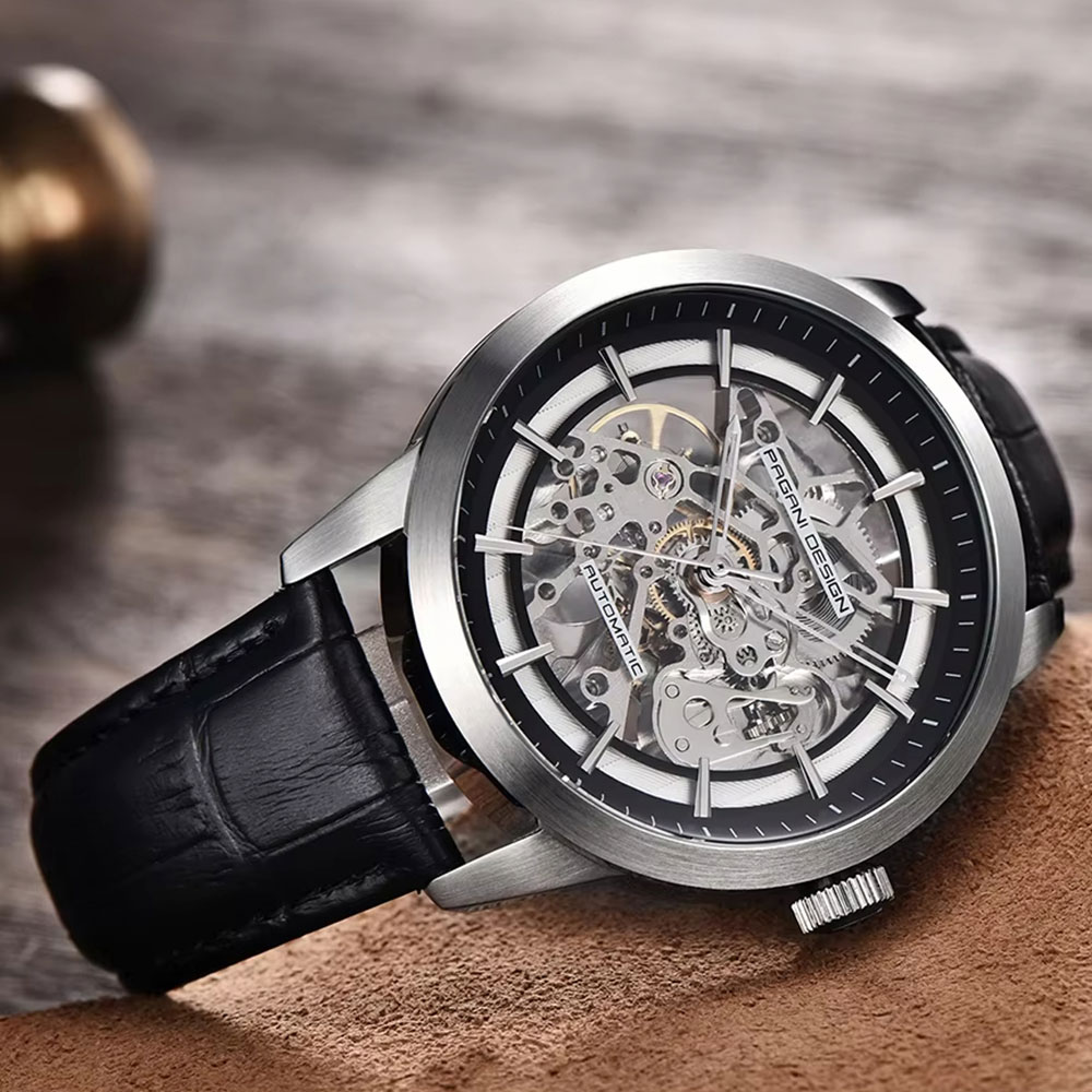 Men Mechanical Watch Sapphire Crystal - Zegarek męski PAGANI DESIGN Hollow, stal