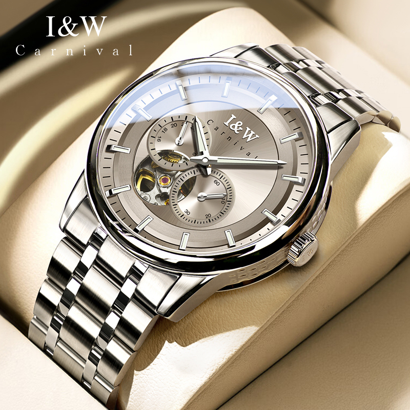 Skeleton Automatic Watch Luxury Tourbillon - Zegarek Carnival Brand I&W High-End Series