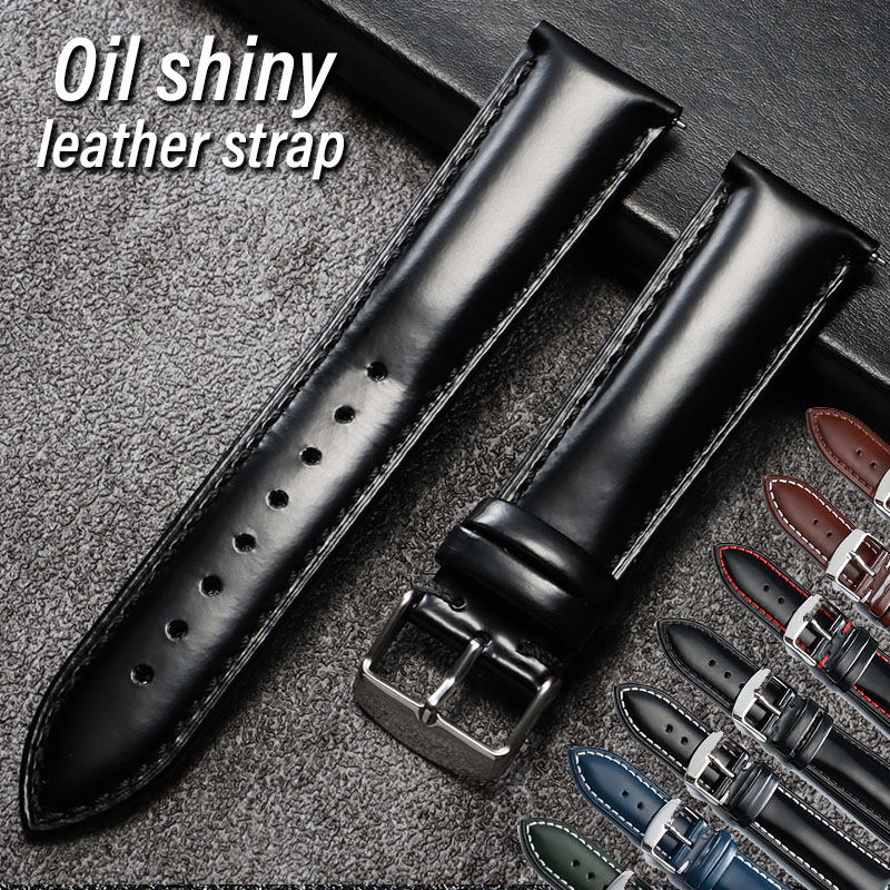 Leather Watch Strap Quick Release 20Mm 22Mm - Pasek do zegarka z olejowanej, błyszczącej