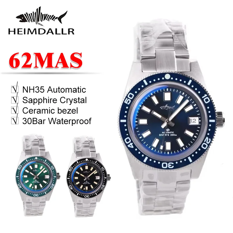 Sapphire Watch Crystal Double Domed - HEIMDALLR 62MAS zegarek hołdowy 41mm NH35
