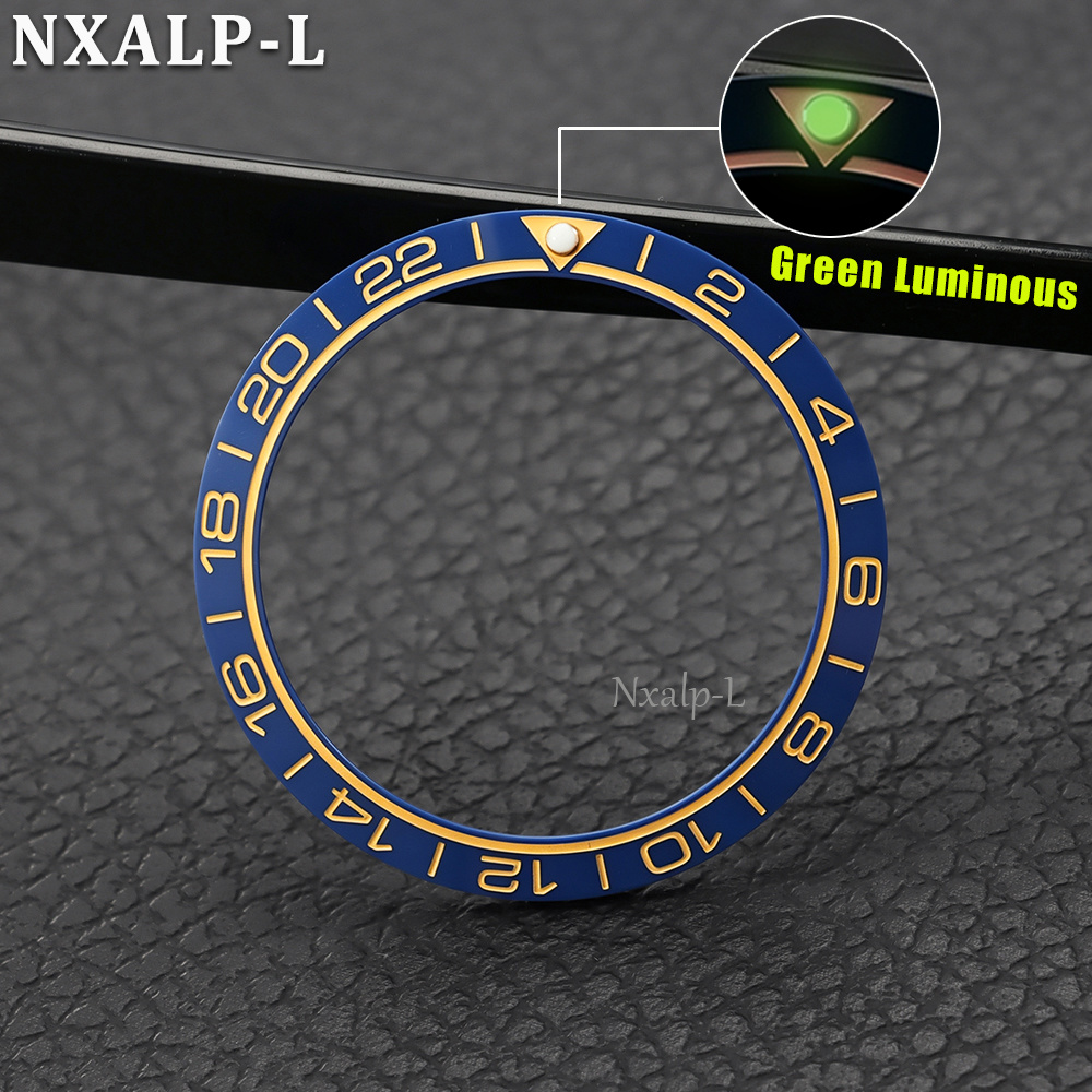 Watch Bezel Insert Ceramic Luminous - 38mm*30.5mm Ceramiczny, nachylony, zielony, świecący bezel