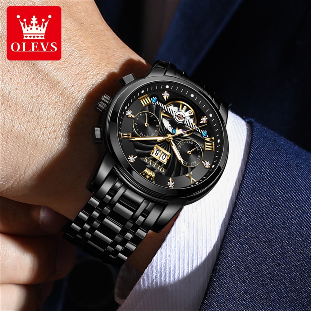 OLEVS – klasyczne zegarki męsk – Skeleton Automatic Watch Luxury Tourbillon recenzja i cena