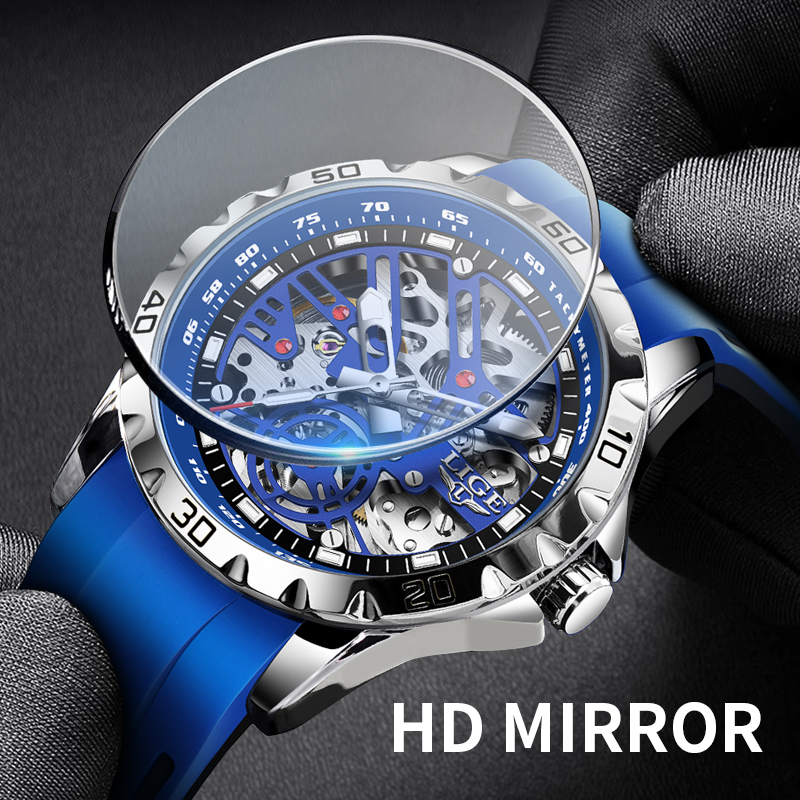 LIGE Top marka luksusowy mecha – Skeleton Automatic Watch Luxury Tourbillon recenzja i cena