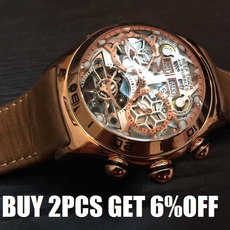 Reef Tiger/rt dla mężczyzn zeg – Skeleton Automatic Watch Luxury Tourbillon recenzja i cena