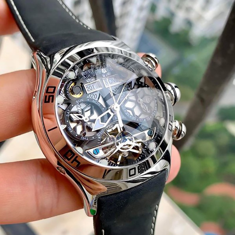 Reef Tiger/rt dla mężczyzn zeg – Skeleton Automatic Watch Luxury Tourbillon recenzja i cena