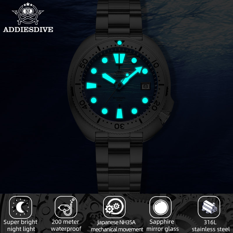ADDIESDIVE AD2045 – luksusowy  – Automatic Dive Watch 200M Nh35 Movement recenzja i cena